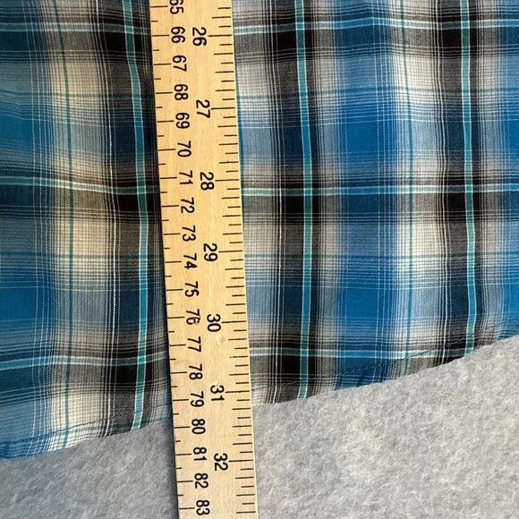 Wrangler Shirt Mens Blue Metallic Pearl Snap Tinsel Plaid Saw Tooth Western 3XL - Picture 9 of 9
